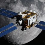 Chandrayaan-2 orbiter orbiting the Moon, capturing lunar surface data