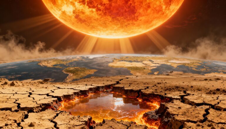 Earth under extreme heat as the Sun grows larger in the sky